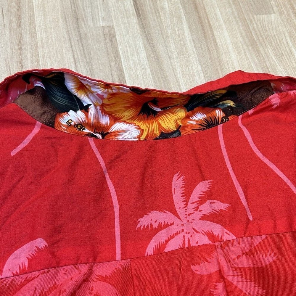 Palmwave Hawaiian Shirt Mens Extra Large Red Palm Trees Floral Beach Aloha - Picture 10 of 13